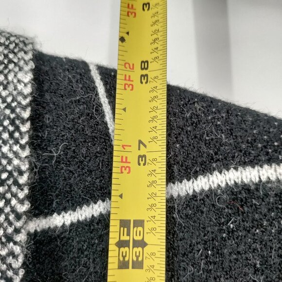 New Leith Knit Window Pane Cozy Long Sleeve Stripe Cardigan Size XS Women Black - Picture 13 of 14